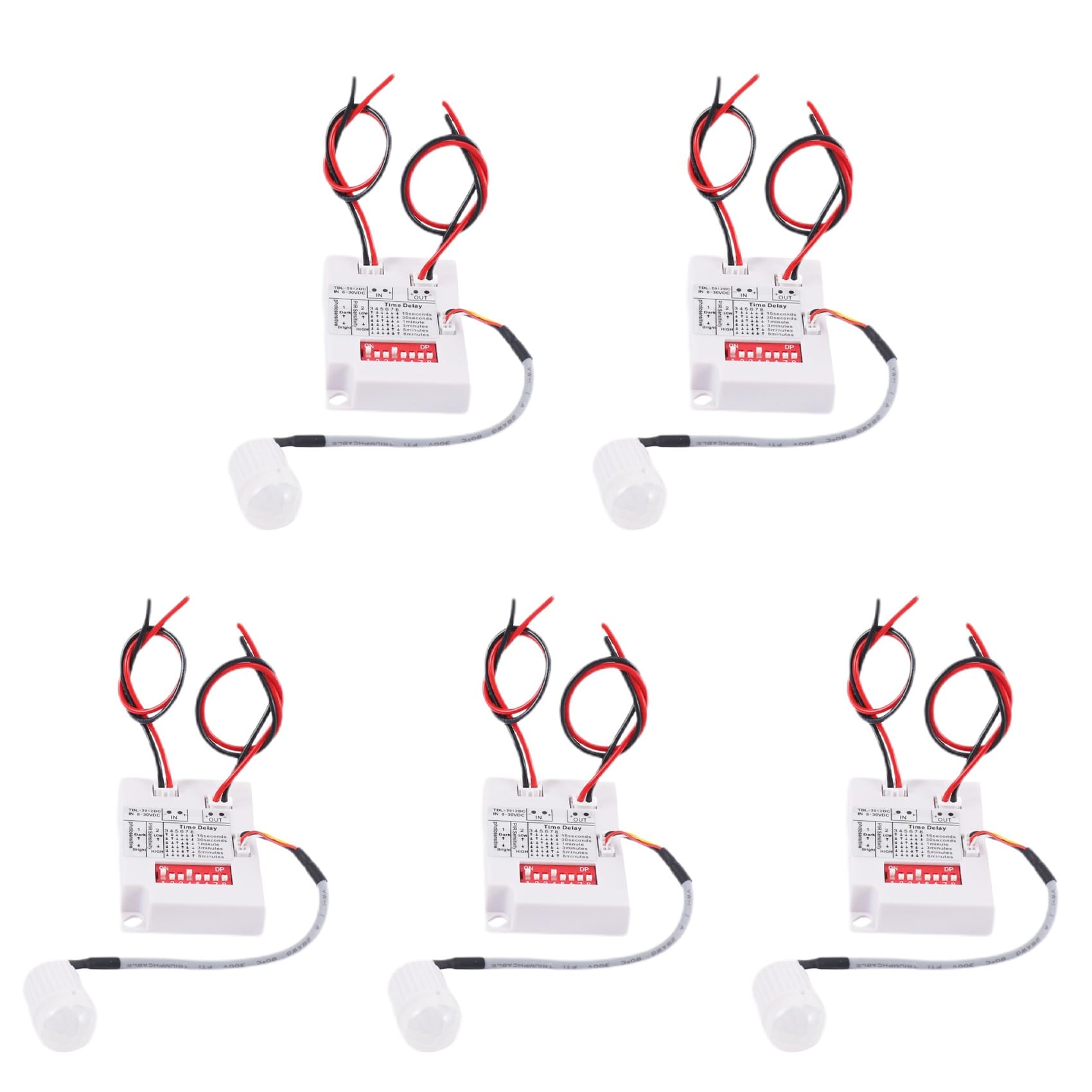 Jnchdghwa White 5X 12V 24V Pir Motion Sensor Switch Ir Infrared Human Induction Time Delay Relay Switch Corridor Led Light Timer Switch