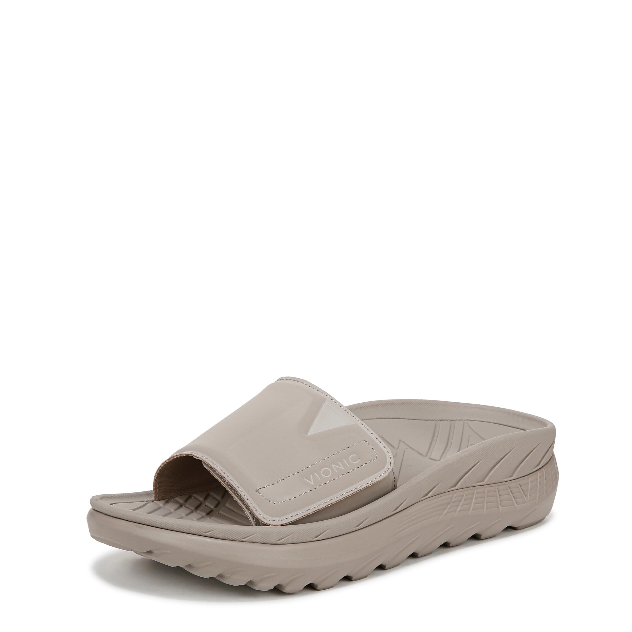 Vionic Unisex Rejuvenate Flat Slide Sandals, Cobblestone Grey, Medium Fit, UK 3