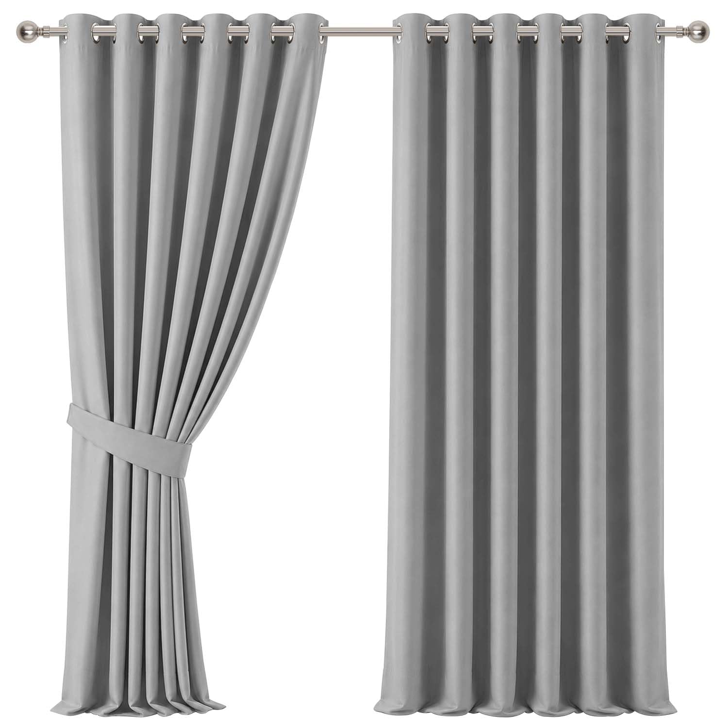 Aspire Homeware Blackout Eyelet Curtains, Light Grey 46"x90" 1 Pair