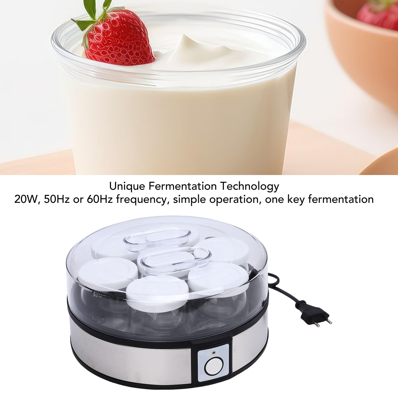 Luqeeg Yogurtera Eléctrica 20 W Acero Inoxidable Portátil Yogurtera Casera Multifuncional Electrodomésticos de Cocina para Mermeladas Postres Mermeladas de Frutas Postres Cremosos