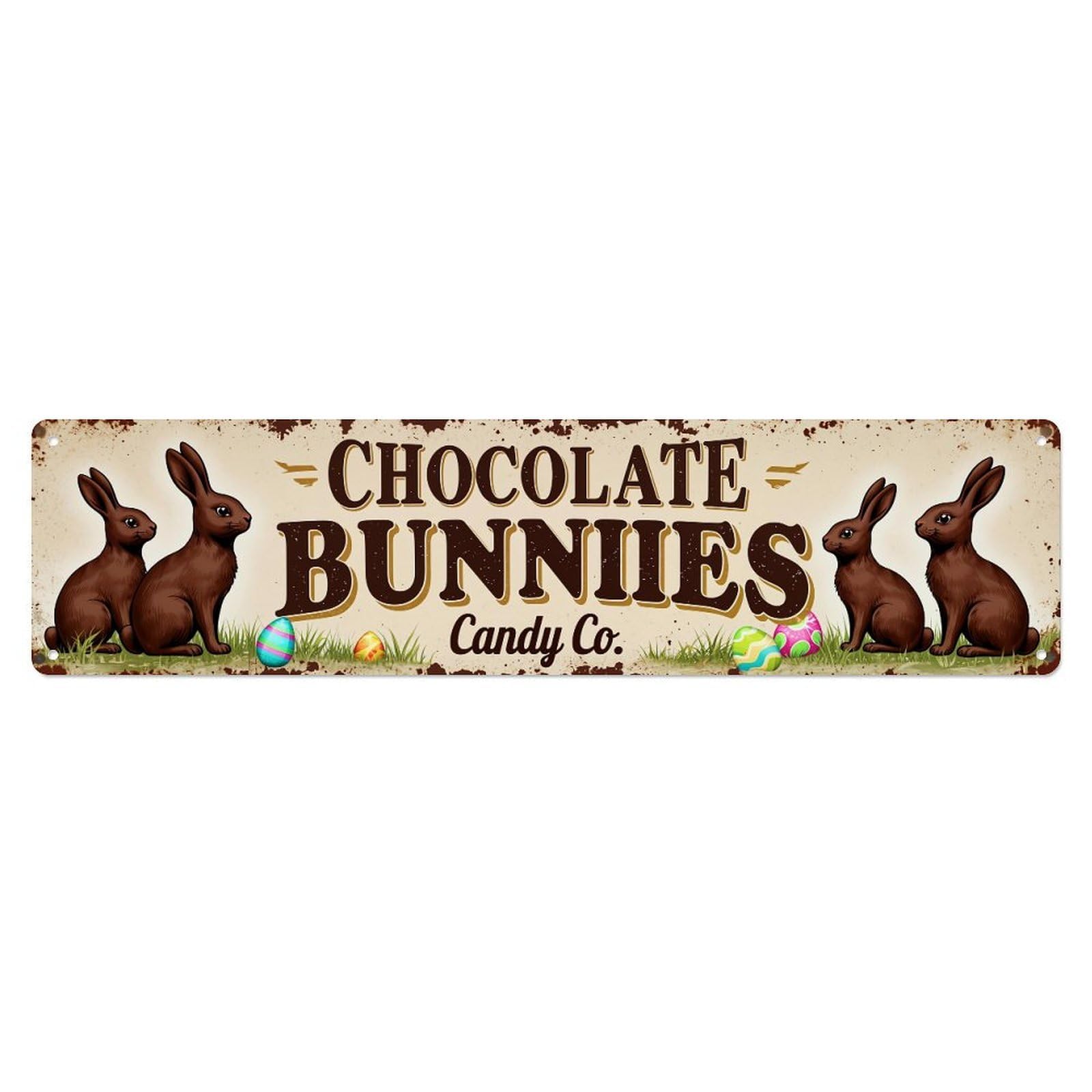 Chocolate Bunnies Candy Co Design Metal Tin Sign Plaque