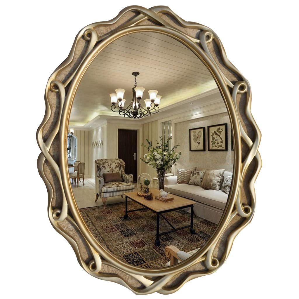 YHJZSM Espejo de tocador Espejo de Pared Grande Marco Negro Extra Grande Shabby Chic Estilo Antiguo Marco Ovalado Espejo de Pared Grande Espejo de baño con Aumento Espejo de Belleza Negro