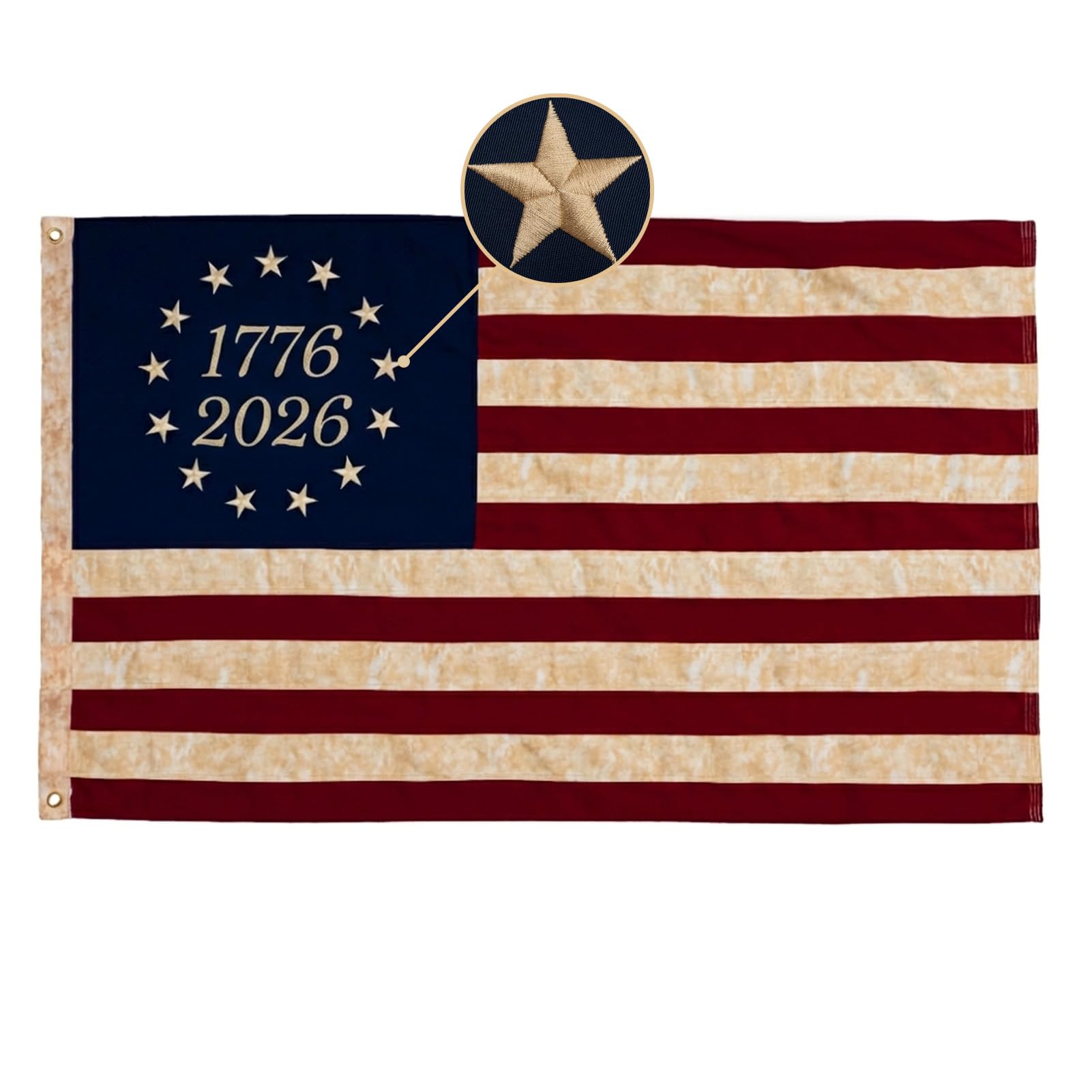 Amazon.com : Homissor Cotton 1776-2026 Betsy Ross Flag Tea Stained
