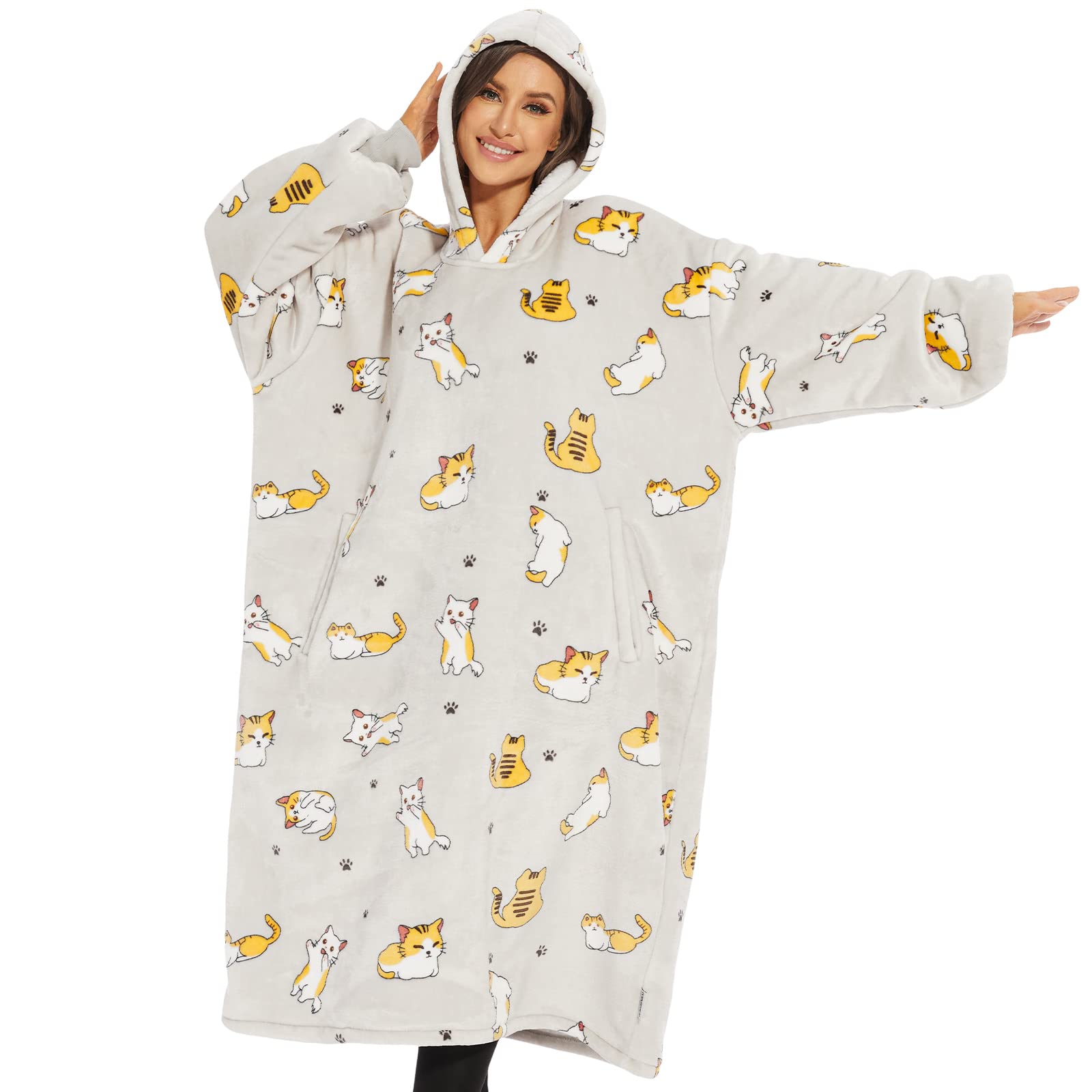 Amazon.com: Venustas Wearable Blanket Hoodie, Oversized Sherpa Hooded  Blanket Sweatshirt, Super Warm and Cozy Hoodie Blanket for Women Men Adults  : Home u0026 Kitchen
