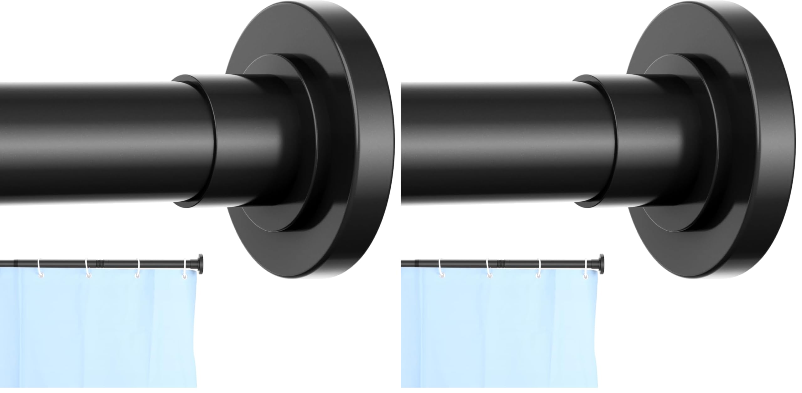 CorkLatta Black Shower Curtain Rod 31 to 68 Inch,1 Inch Diameter Adjustable Spring Tension Stainless Steel Telescoping Rod,Easy Install,No Rust (Pack of 2)