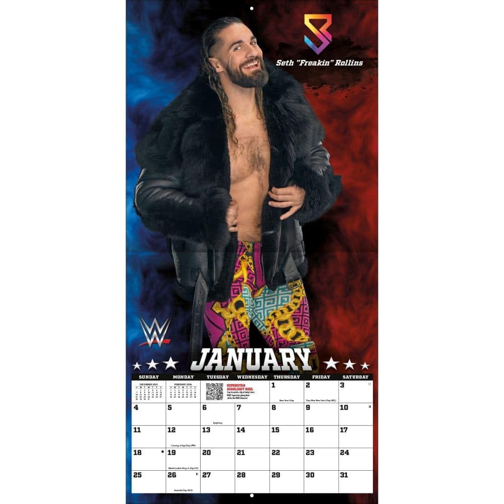 2026 CALENDAR WWE SUPERSTARS MONTH TO VIEW SQUARE WALL CALENDAR OFFICIAL PRODUCT