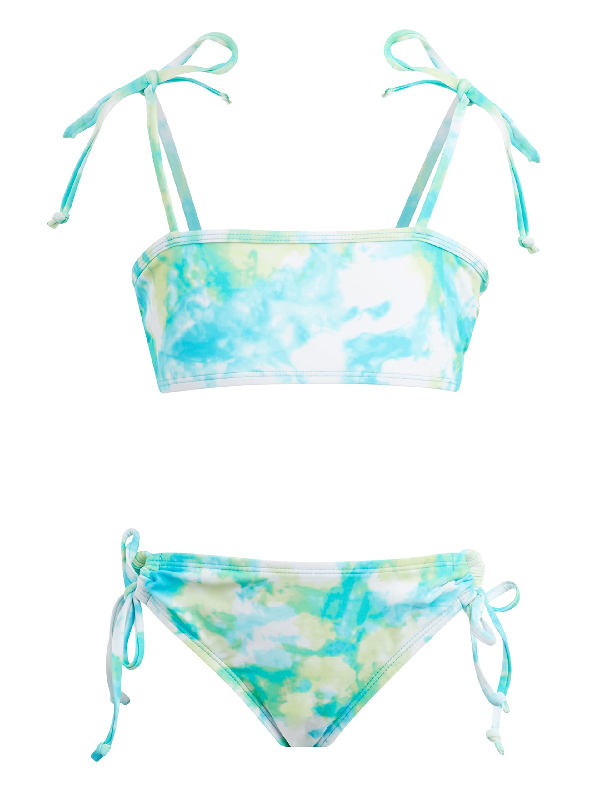 Kanu Surf Girls' Groovy Beach Sport Bandeau Bikini 2-Piece Swimsuit, Seafoam Aqua, 12