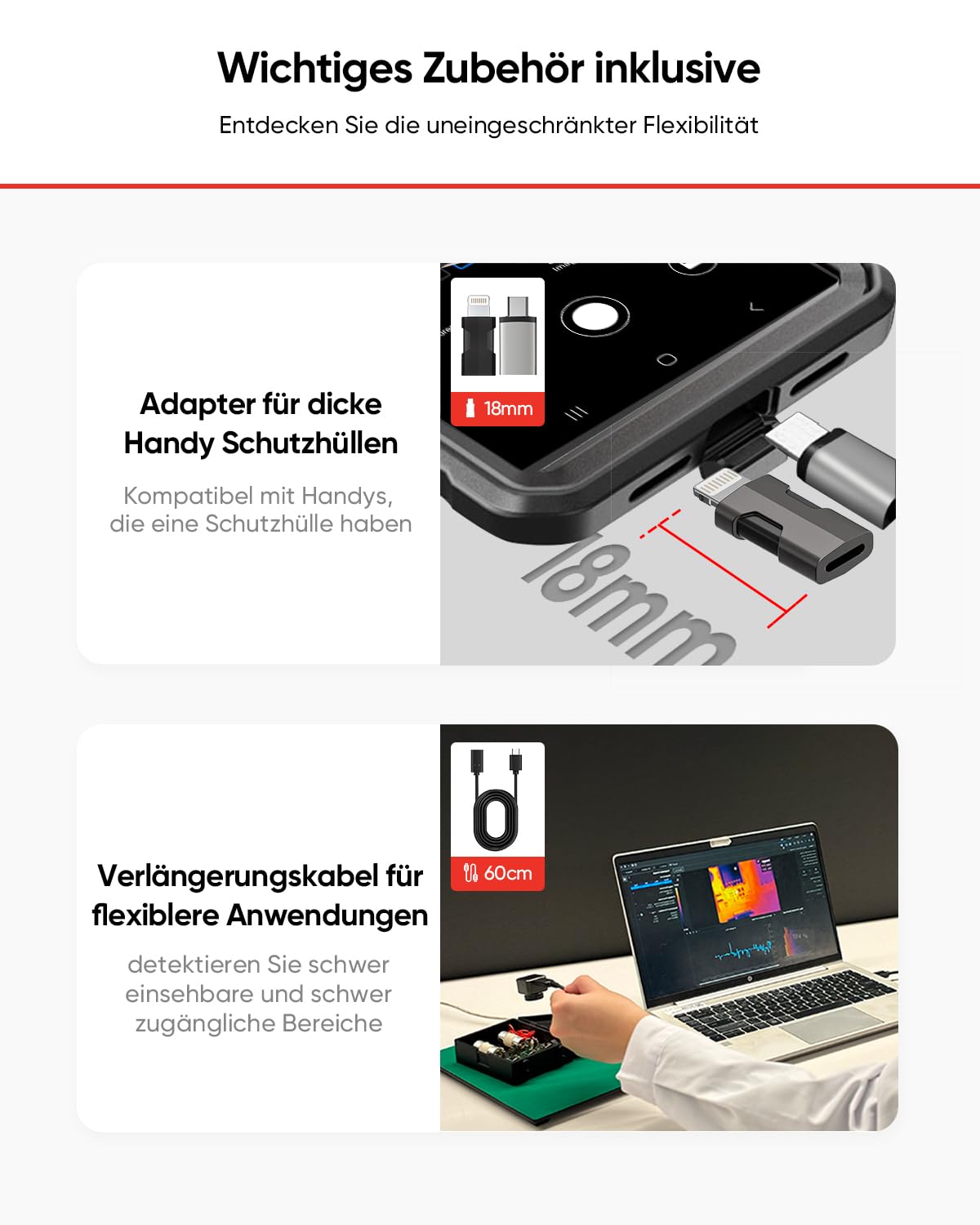 HIKMICRO Wärmebildkamera Mini2PlusV2 512 x 384 SuperIR, Manuell fokussierende Thermal Camera Kompatibel mit iOS und Android, 256 x 192 IR-Auflösung, 25Hz, USB-C/Lightning(unterstützt iPhone 15/16)