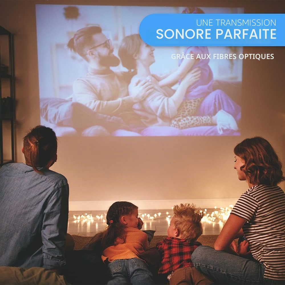 Ultra HDTV Câble Audio Toslink - 15m Optique Audio Numérique Cordon Fibre Optique Toslink Digital 24K Platinum Male à Male pour HiFi Home Cinéma, Sound Bar, TV, PS4, Xbox, Amplificateur, PlayStation
