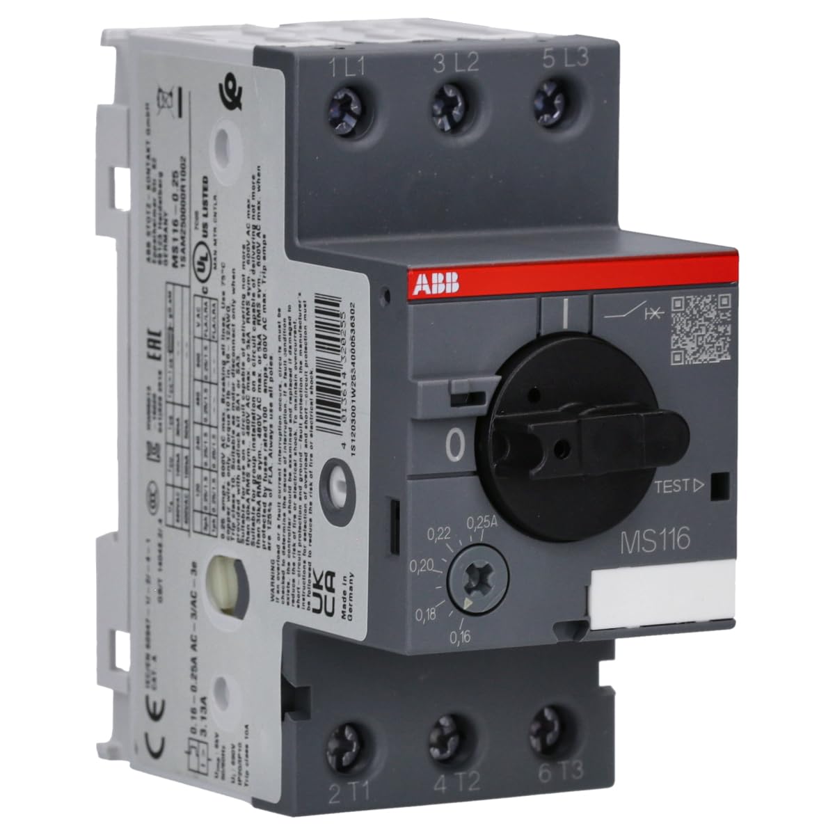 Guardamotor ms116-0,25 Abb-entrelec 0,1-0,25a con alta capacidad de ruptura industrial