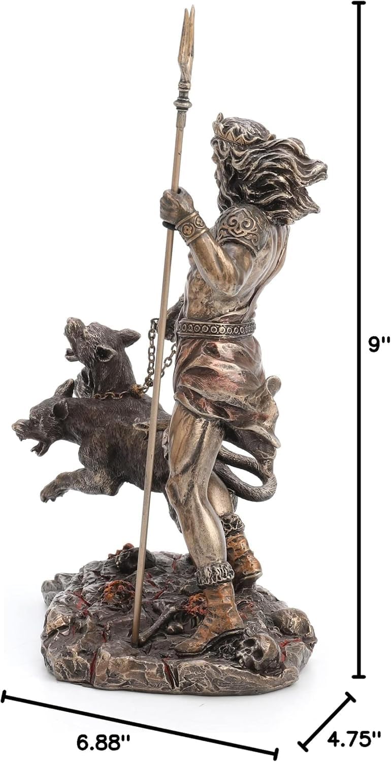 Veronese Design 7 5/8" Tall Hades Greek God of The Underworld with Cerberus Resin Statue Bronze Finish