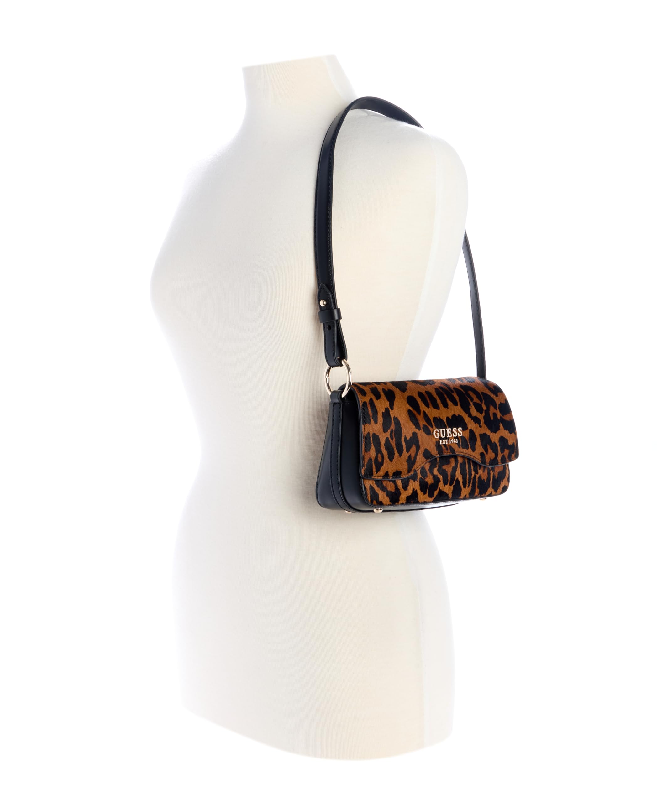 GUESS bolso de hombro Domitilla Flap Shoulder Bag Leopard marrón