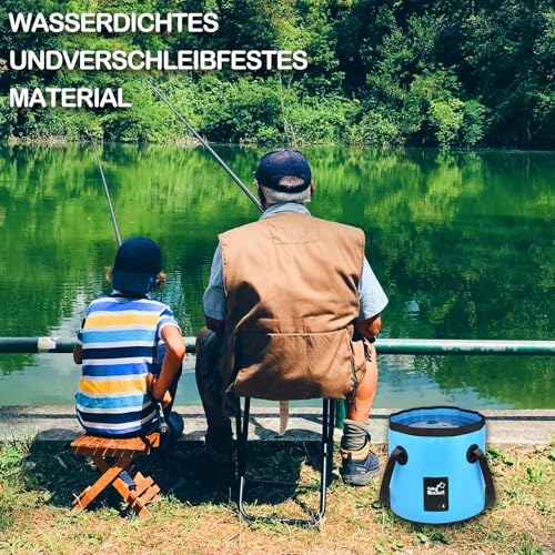 Faltbarer Eimer, 20L Zusammenklappbarer Eimer, Ultraleichter Outdoor Waschbecken Angeleimer, Waschbecken Zusammenklappbarer, Aus Langlebigem Planen Gewebe, Camping Eimer fürReisen im Wandern, Blau
