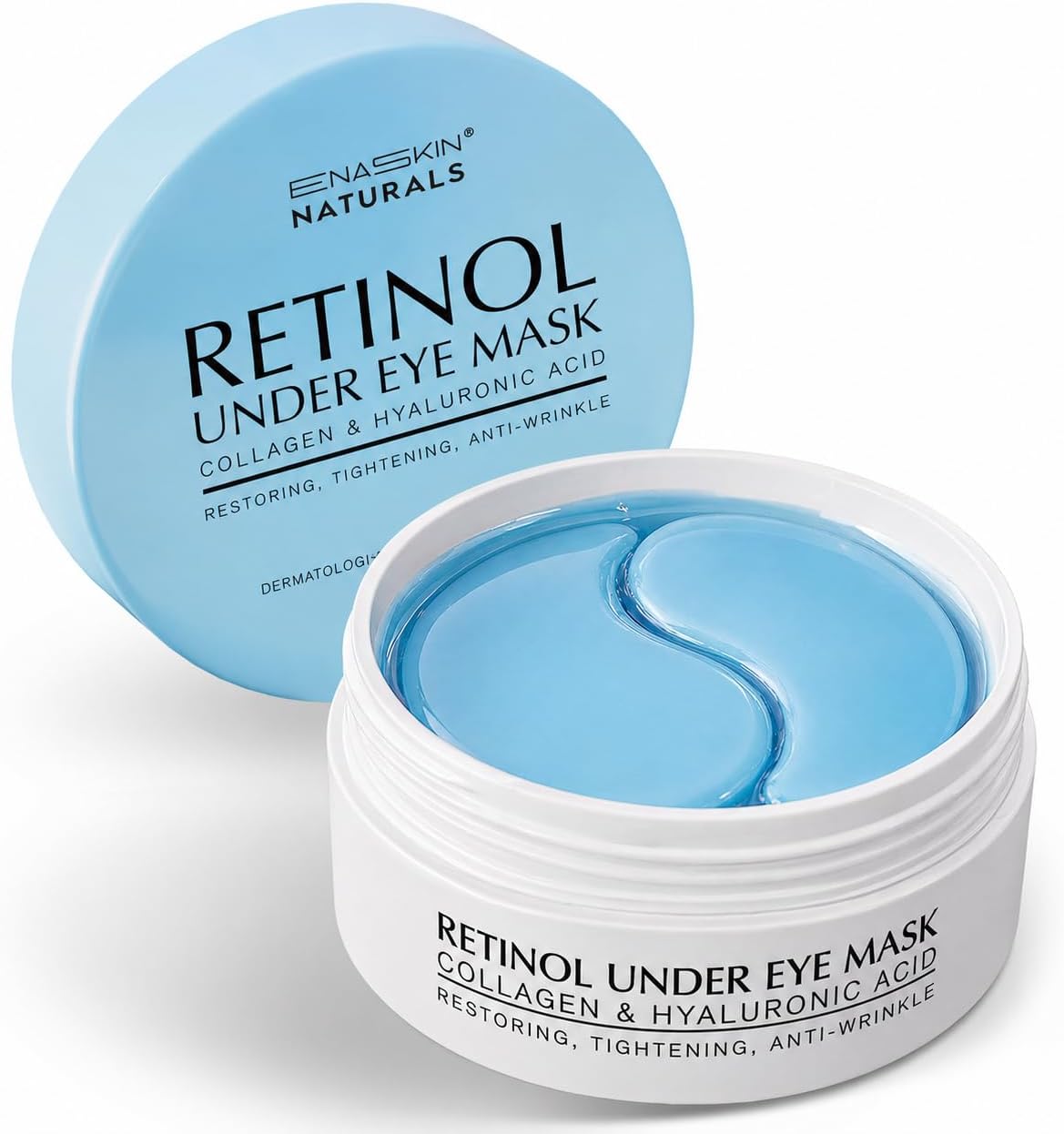 Enaskin Naturals Under Eye Patches for Dark Circles: 30 Pairs Collagen Eye Gels Pads - Reduce Wrinkles Puffy & Bags - Retinol Skin Treatment Mask - Anti Aging Face Moisturizer For Women & Men (Blue)