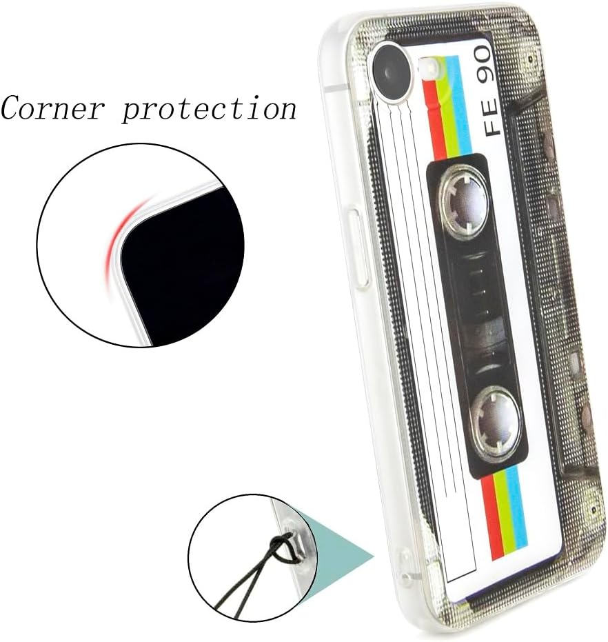 Case for iPhone 16e Matte Finish Heavy Duty Soft Back Cover with Reinforced Corners TPU Soft Bumper Retro Cassette Tape Case Compatible with iPhone 16e - Image 3