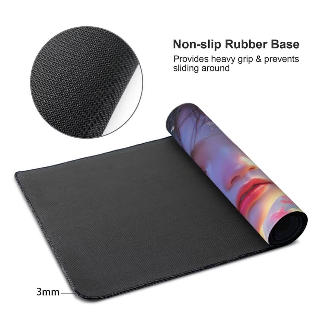Alfombrilla de ratón 1400x600x3 MM, Alfombrilla Ratón XXL Extendida de Gran Tamaño con Bordes Cosidos, Base de Goma Antideslizante Almohadilla para Teclado, Flores de Mujeres S-10205