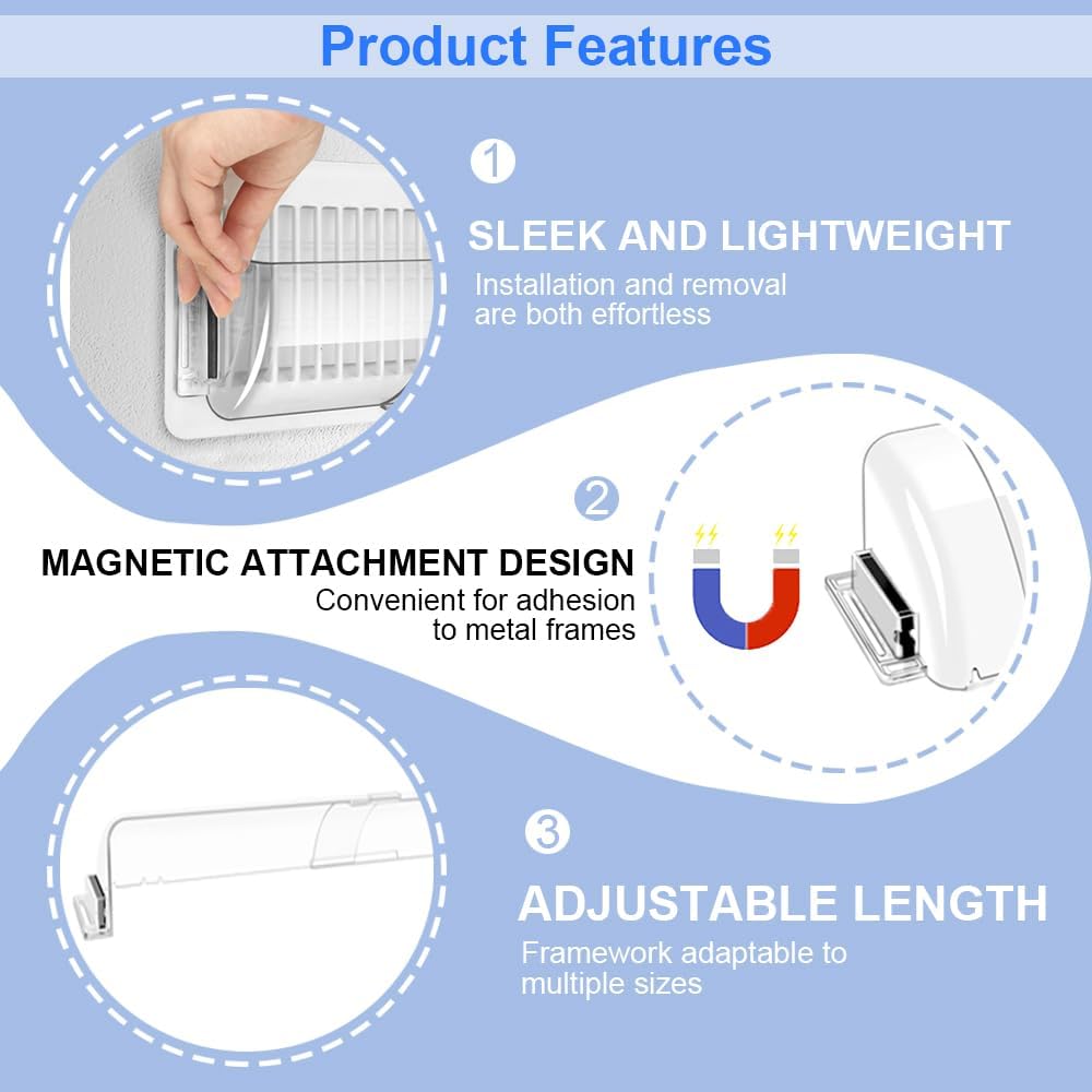 2PCS Transparent, Powerful Magnetic Vent Deflector, Vent Deflectors for Home Floor Adjustable from 9 Inches to 15 Inches in Size, Suitable for Ceiling Vents Floors and Side Walls - Image 5