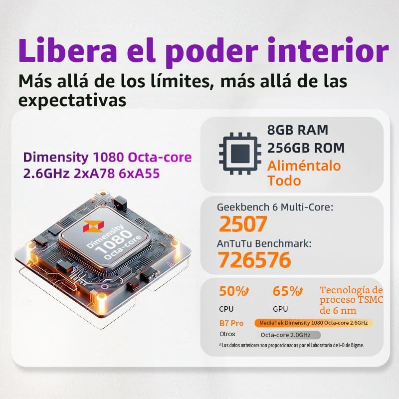 Bigme B7 Pro - Tableta electrónica a Color de 7 Pulgadas con Memoria de 8+256GB y función de teléfono 4G (Azul)