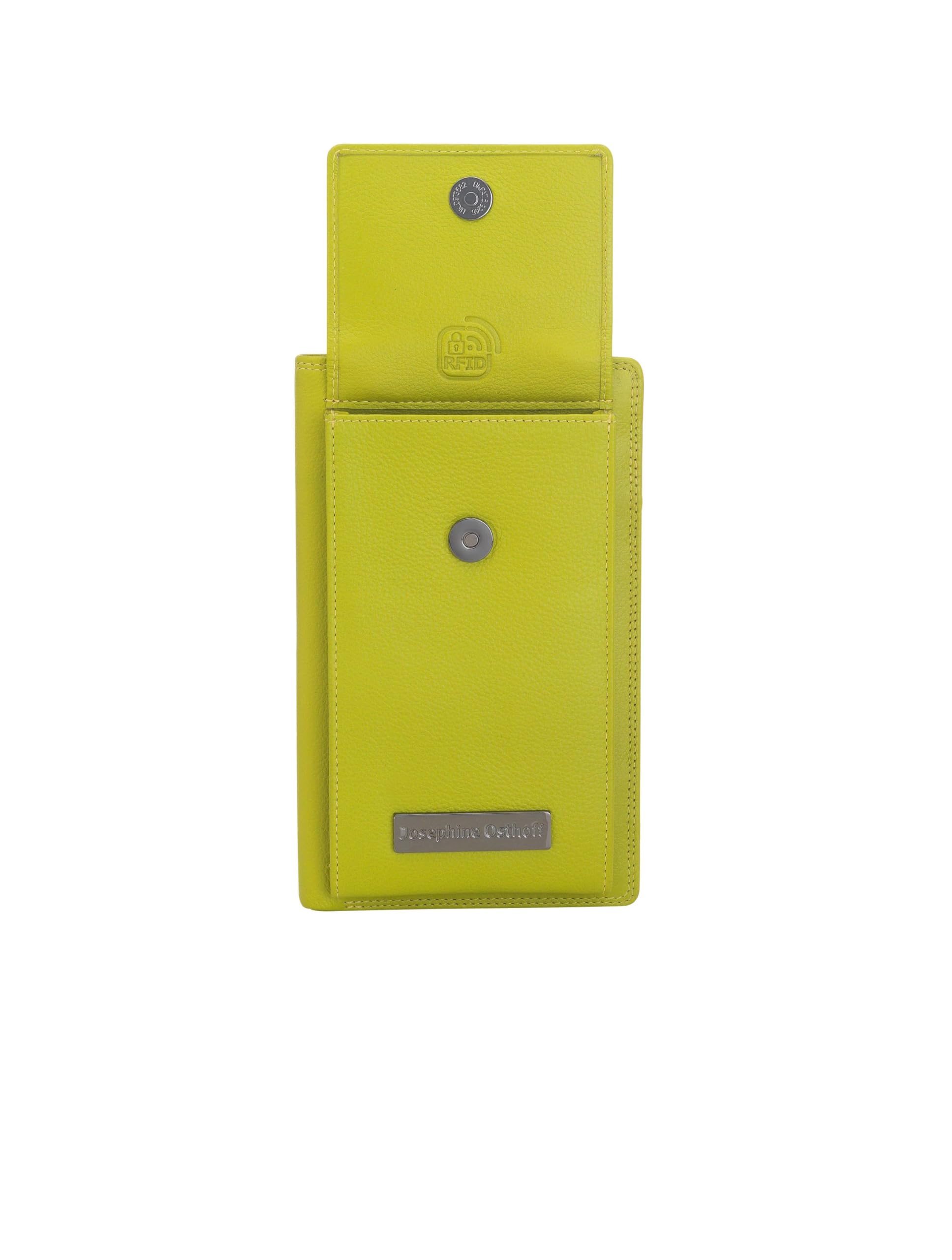 München etui na telefon komórkowy do zawieszenia z portfelem z prawdziwej skóry z ochroną RFID, Limone, 18 x 12 x 3,5 cm