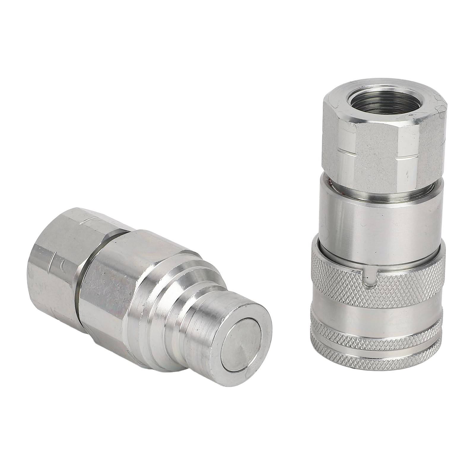 Acoplamientos hidráulicos de conexión rápida, 2 piezas, accesorios de conexión rápida de cara plana de acero al carbono de alta resistencia con tapas antipolvo, rosca 1/2 N