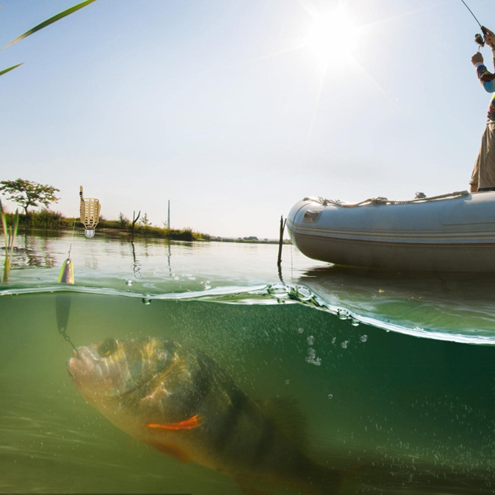 WEITING Jaula de cebo de pesca, comedero de pesca de primavera, comedero de pesca de carpa, accesorios de pesca