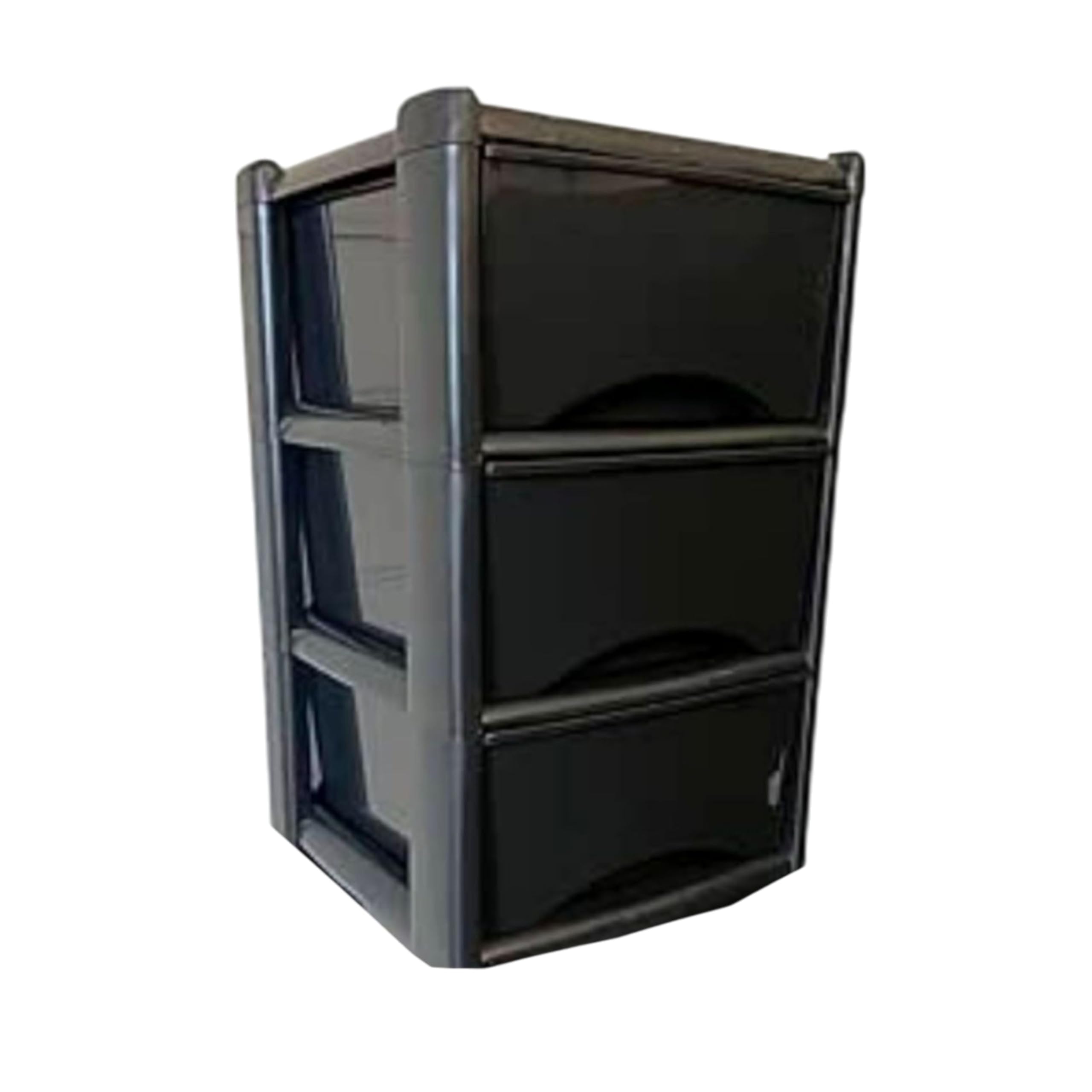 Neat. 3 Plastic Storage Drawers Unit with See-Through Drawers, Compact Vertical Design โ Durable Plastic, Ideal for Organizing Office Crafts, and Household Items, 60cm x L39cm x W39cm - Black โ image 1