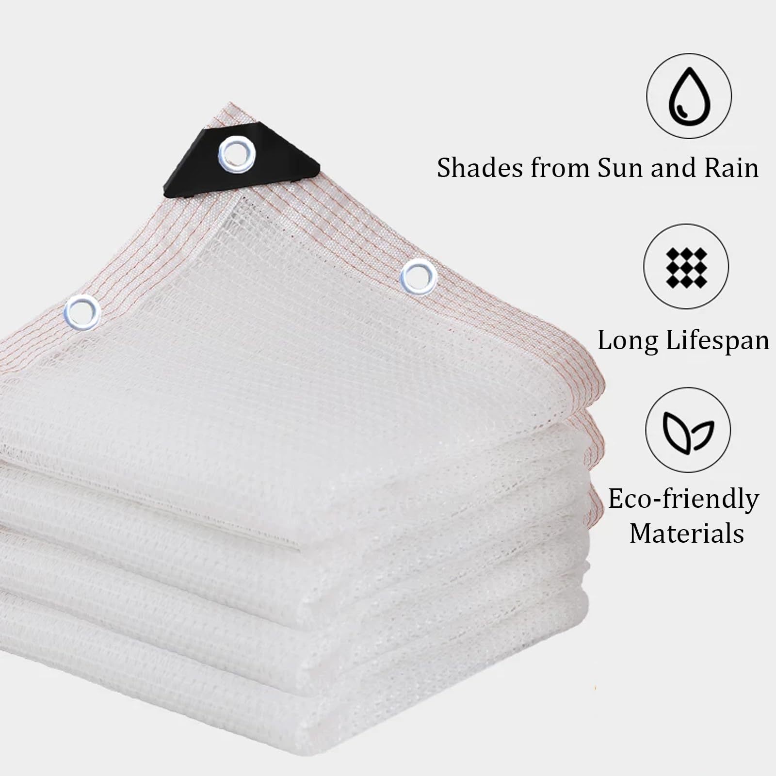 Malla de Sombreo Blanca, Malla Sombra con Ojales, Red de Sombra Exterior | HDPE Transpirable ProteccióN Solar y Aislamiento TéRmico,para Invernaderos Patios Plantas(3x12m/9.8x39.4ft)