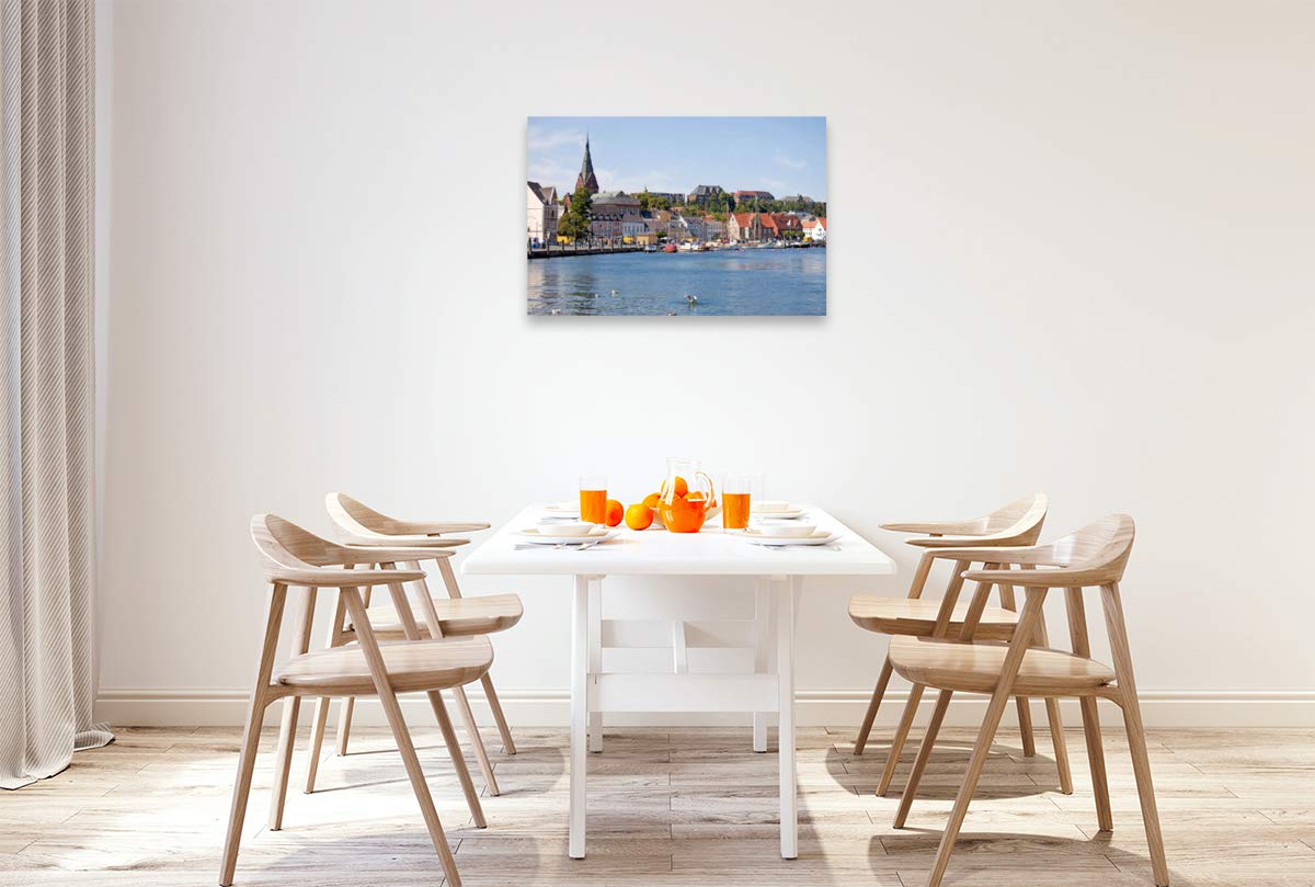 Premium Textil-Leinwand 90 x 60 cm Quer-Format Flensburg und die Schlei | Wandbild, HD-Bild auf Keilrahmen, Fertigbild auf hochwertigem Vlies, Leinwanddruck von Peter Schickert