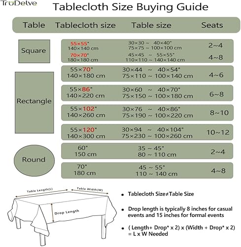 Miniatura 7 de TruDelve Manteles de tela oblongos de algodón a rayas color verde oliva, mantel lavable de 60 x 102 para mesas rectangulares (verde, 102 x 55