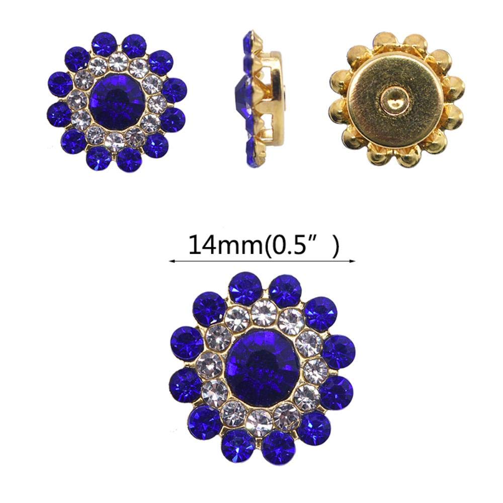 MAYJOYDIY 10 bottoni a forma di fiore con strass, argento, 21 mm, 1 foro, per gioielli fai da te, per abiti da cucire