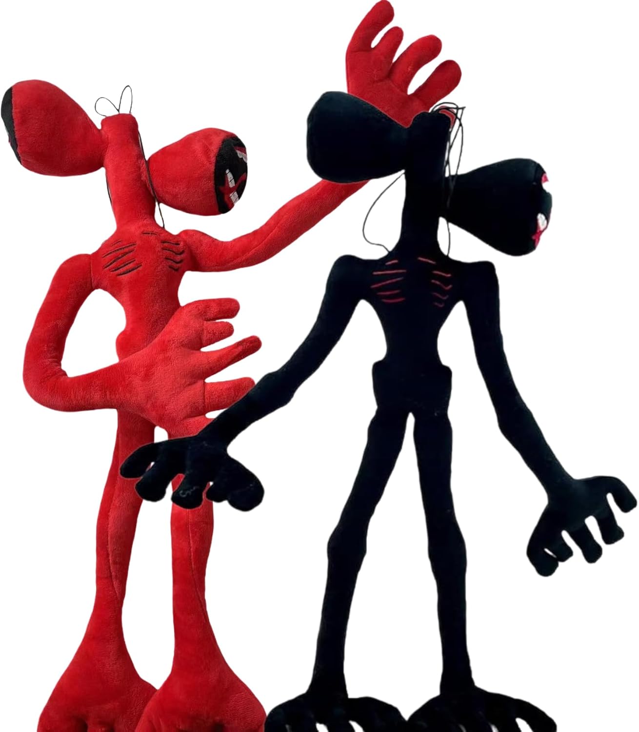 2PCS Siren Head Plush Toys Limbs Movable Double-Head Horror Plush Toys Cartoon Cat Cartoon Dog Halloween Christmas Horror for Home Party Gift Birthday Gift (Black&Red)