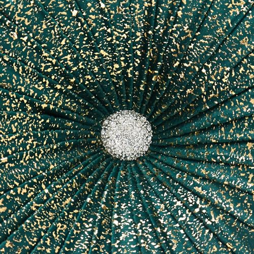 Image of EUCIOR Round Throw Pillows,Christmas Pillows,Green and Gold Throw Pillows,Pumpkin Pleated Handmade Velvet Decorative Pillow for Sofa Bedroom Livingroom