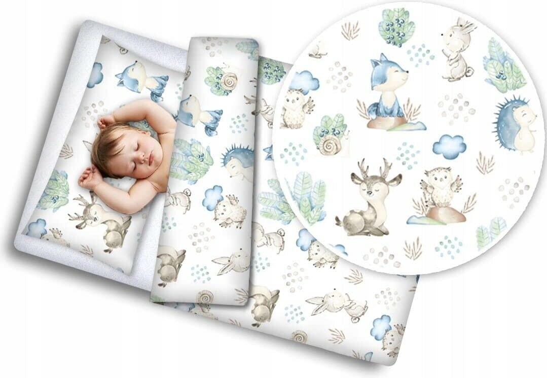 2pc Cotton Baby Bedding Cot Toddler Duvet Cover and Pillowcase Set to Fit Cot Bed 120x90cm Wolf in the Forest