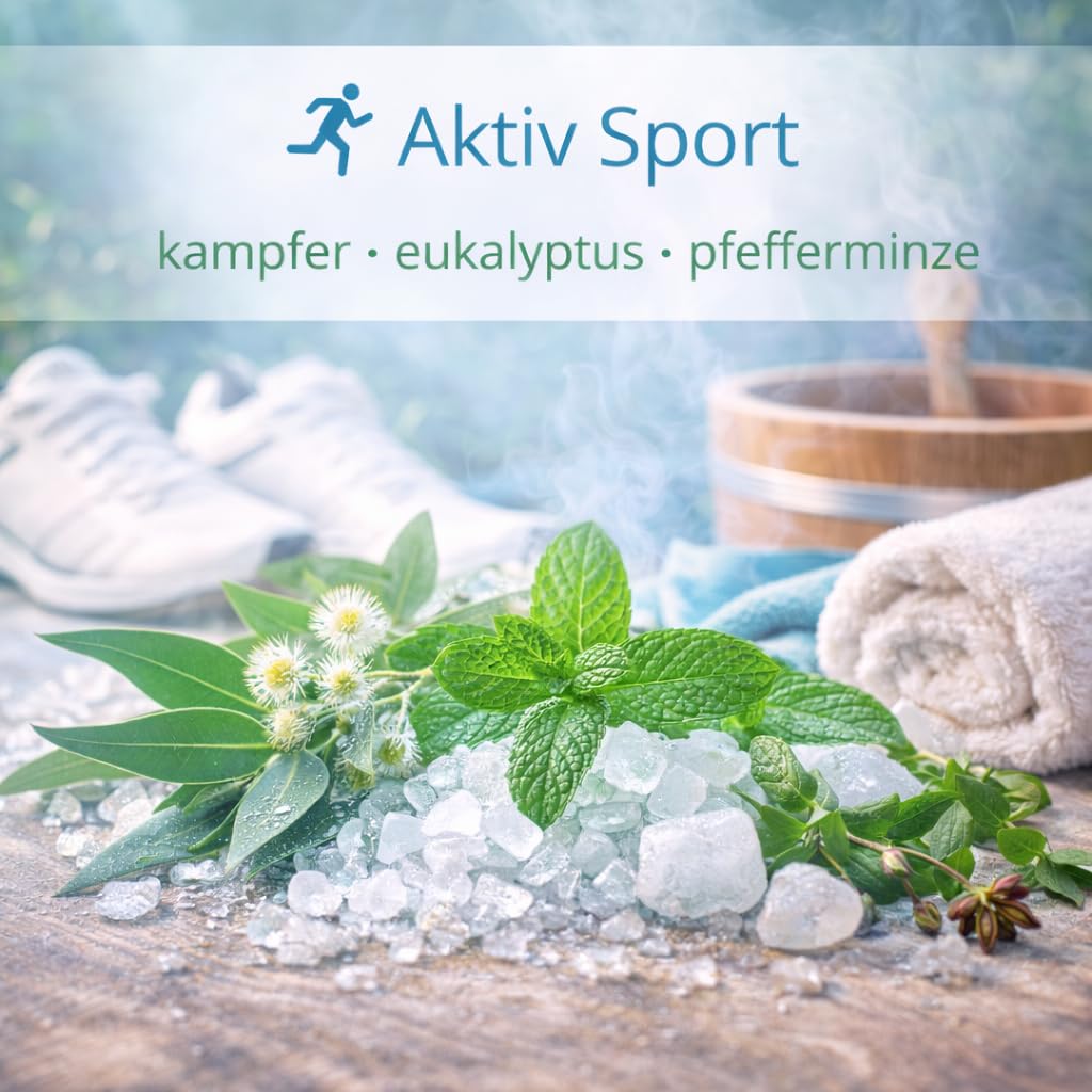 Ätherische Ölmischung Aktiv Sport 1 Liter – Eukalyptus, Pfefferminze & Kampfer – naturrein – für Saunaaufguss, Diffusor & Duftlampe