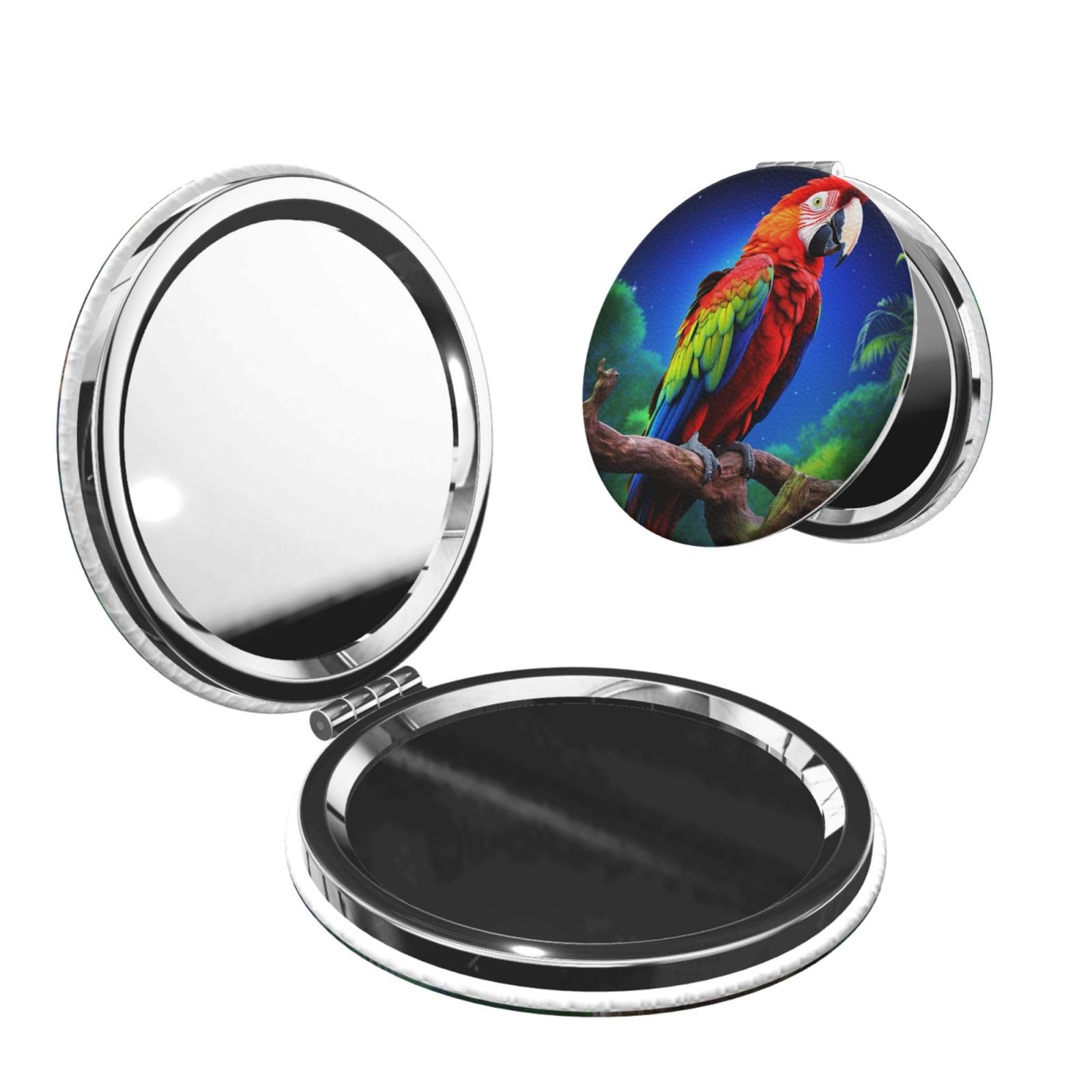 DWVTSLH Parrot Compact Mirror for Purse, Double-Sided 2X/1X Magnifying Mirror for Women Men, Travel Makeup Mirror for Handbag, Handheld Vanity Mirror for Gift