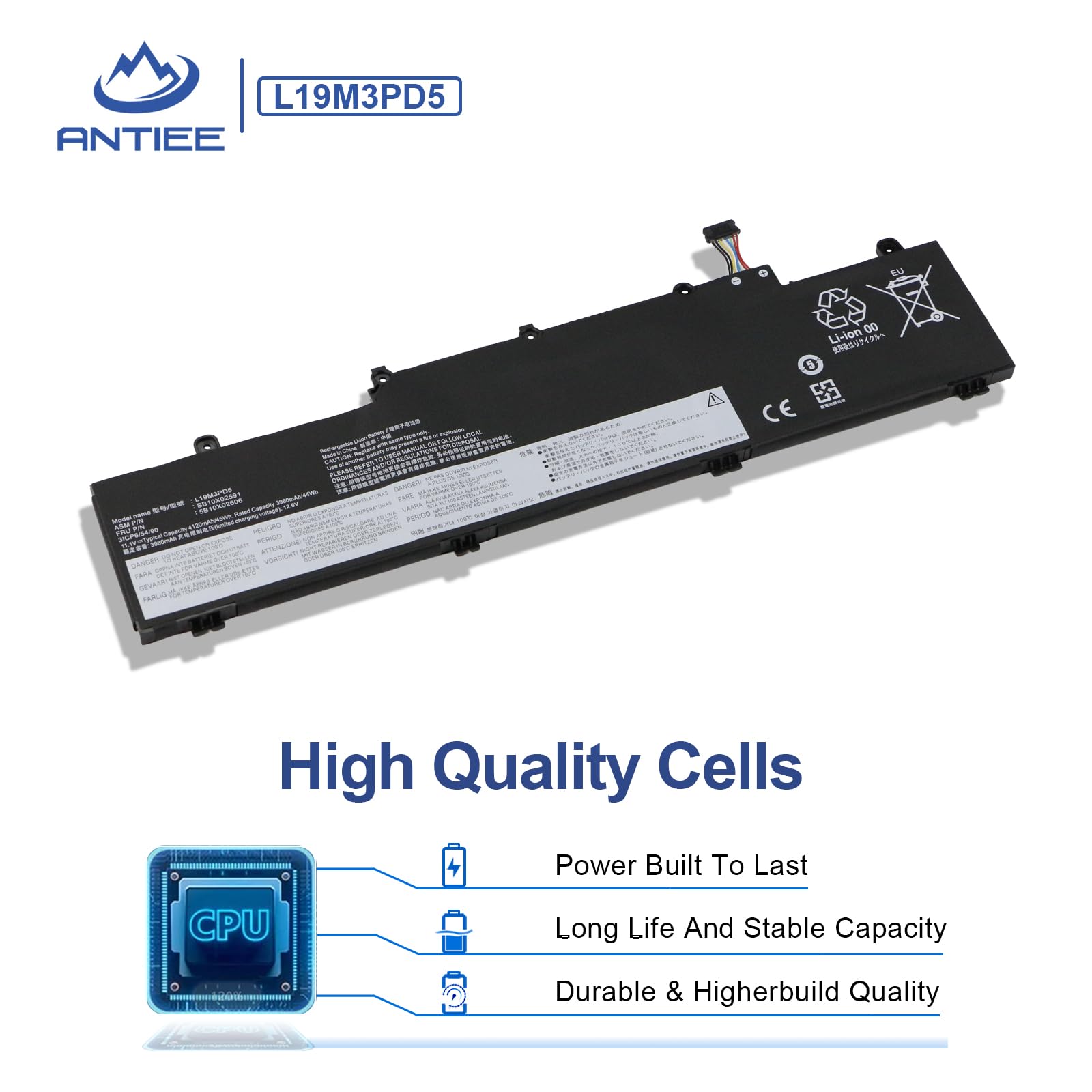 ANTIEE 45Wh L19M3PD5 Batería para Lenovo ThinkPad E14 E15 2020 2021 2022 2nd 3rd 4th Gen 2 3 4 G2 G3 G4 20T8 20TD 20YG 20YJ 20T6 20Y7 20YJD 20YE 20YF 21E3 L20M3PD4 L20C3PD4 L19C3PD5 L19L3PD5