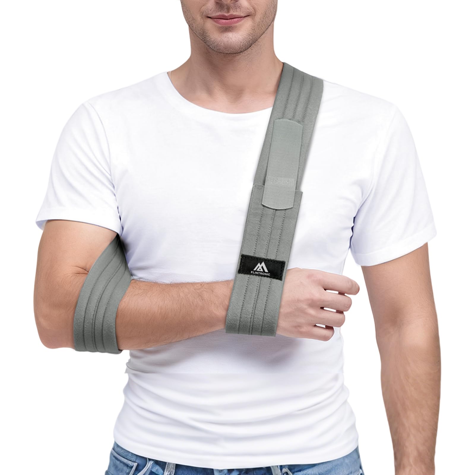 flintronic Universal Armschlinge, 180cm Verstellbar Leicht Komfortabel Schulterschlinge für Handgelenk, Ellbogen, Brüche, Prellungen, Verrenkungen, Stil B-Grau