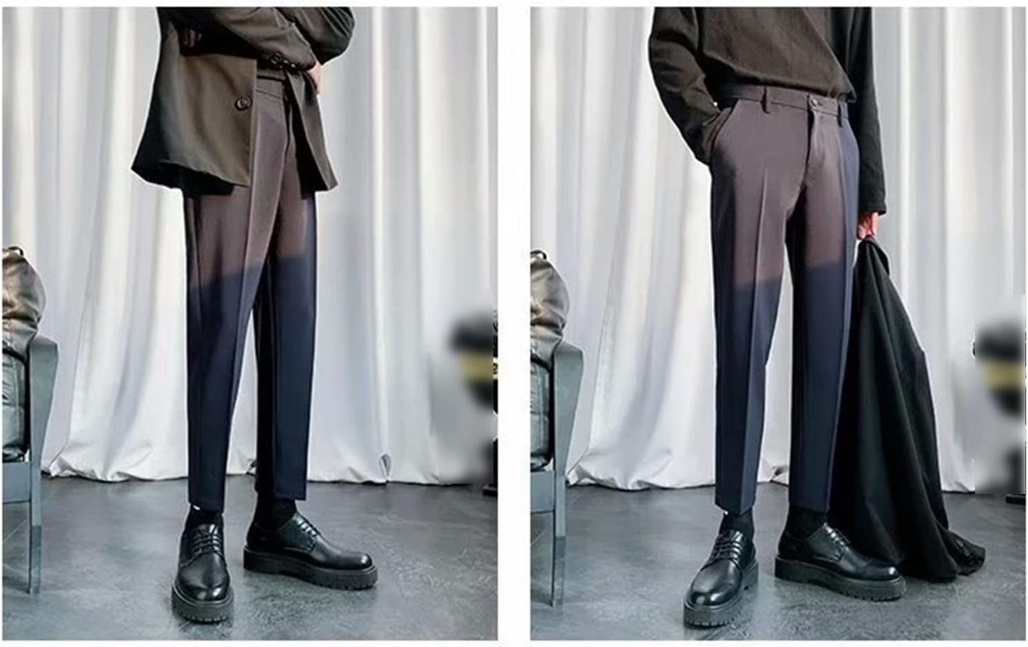 Men's Business Vertical Straight Suit Pants Classic-Fit Flat-Front Dress Pant Slim-Fit Golf Straight Pant