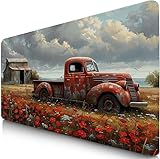 Mauspad Landschaft Schreibtischunterlage Mauspad Groß Lkw Mausepad XXL 20.5x9.8x0.12inches mit Anti Rutsch Basis Mouse Pad, Verbessert Präzision und Geschwindigkeit, Desk Mat für Office, Laptop F0-64
