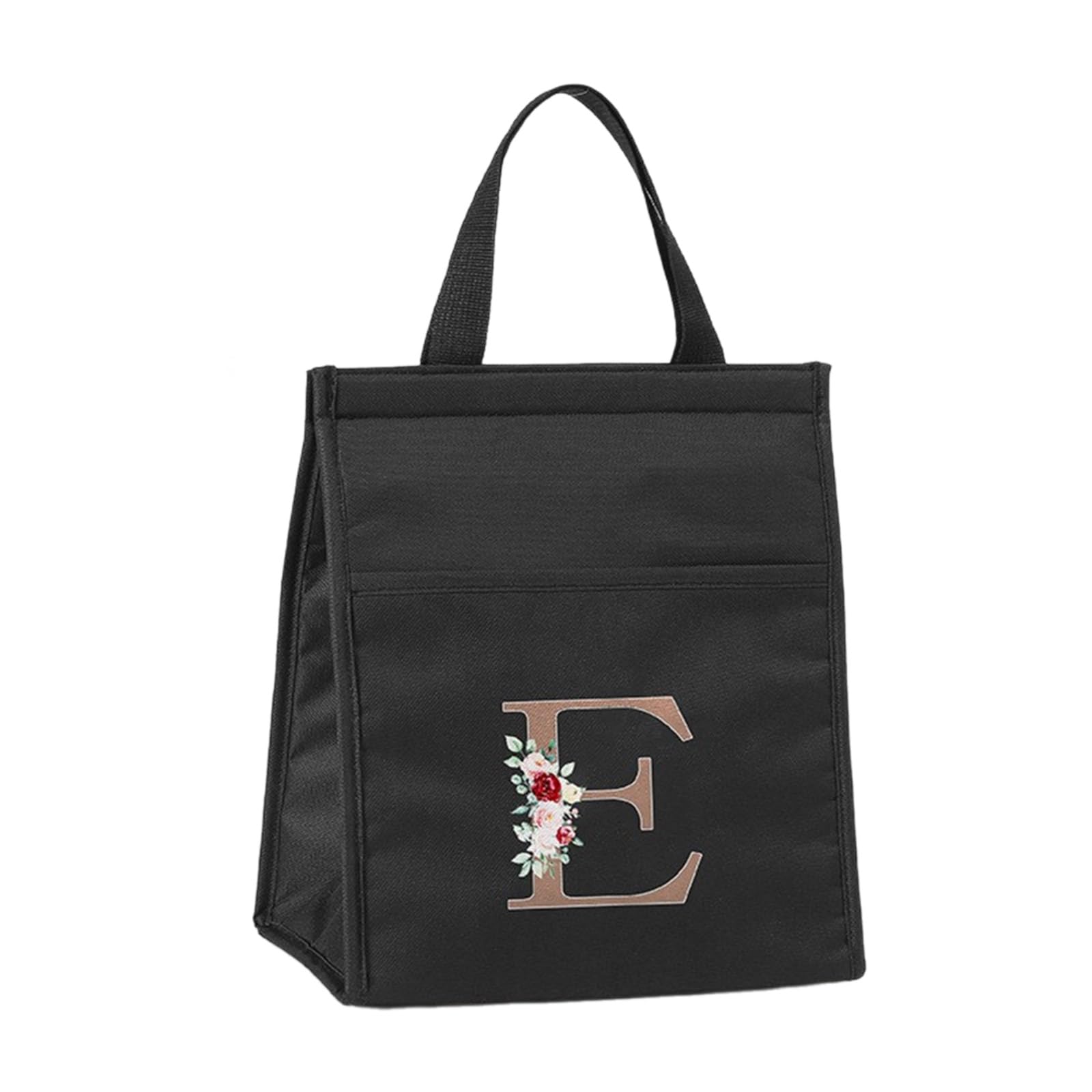 Trendy Letter Flower Print Lunch Tote Bag Insulated Handbag Portable Thermal Food Container Easy Meal Transport Outdoor Picnic Lunch Bag