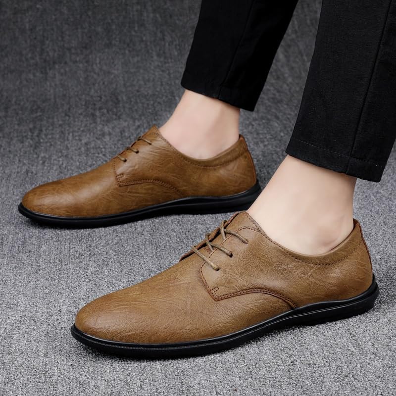 Men Dress Oxford Formal Shoes Lace Up Breathable Outdoor Office Non Slip Shoe Genuine Leather3