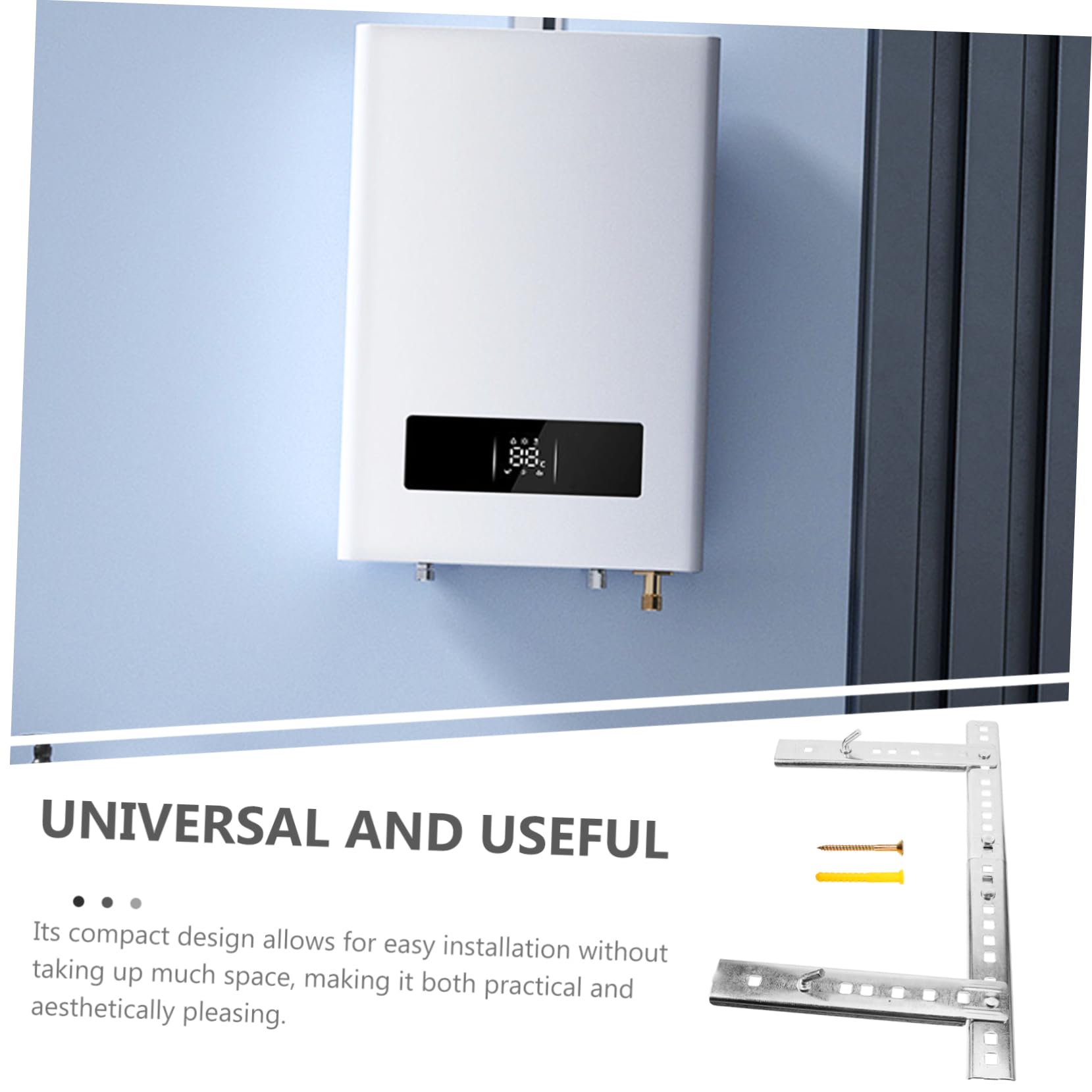 Soporte Metálico para Calentador de Agua de Pared, Hierro, Plata | Colgador para Termo Eléctrico, Compatible Paredes Huecas, Instalación Rápida y Diseño Compacto