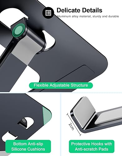 Miniatura 6 de Soporte plegable para laptop, soporte ergonómico ajustable en altura para escritorio, soporte elevador portátil de aluminio para computadora