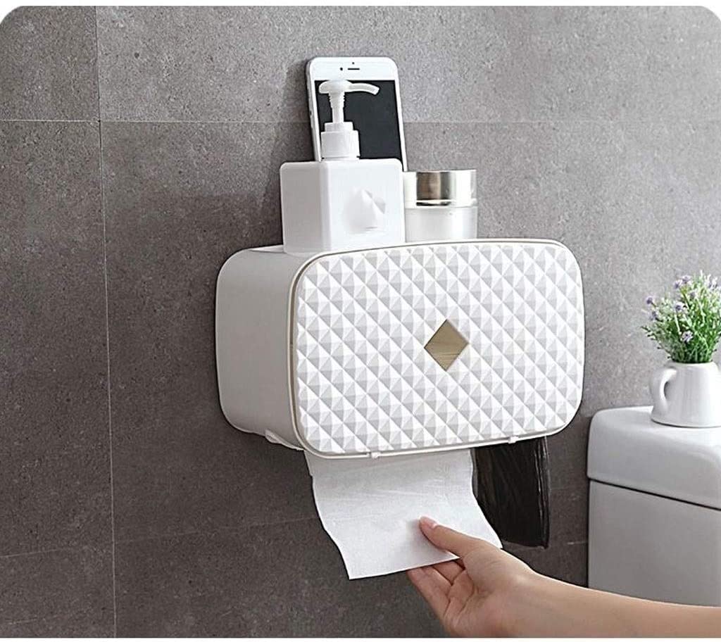 Uchwyt Papier Plastikowe Wodoodporne Pudełko Na Chusteczki Uchwyt Papier Toaletowy Łazienka Ścienny Rolkę Papieru Organizator Rack Toaletowy(A-Gray)
