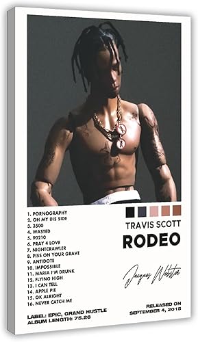 Miniatura 1 de Fludrouid Travis Scott - Póster de álbum de Rodeo en lienzo para decoración de pared, pinturas para sala de estar, dormitorio, estilo marco, estilo