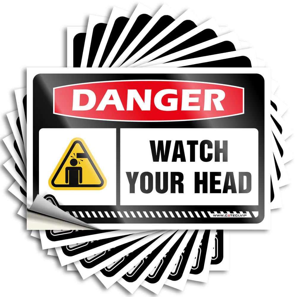 Bumper Patio Decorations Outdoor Easy Apply | Danger Watch Your Head Crazy Case Peel and Stick(12X18CM)