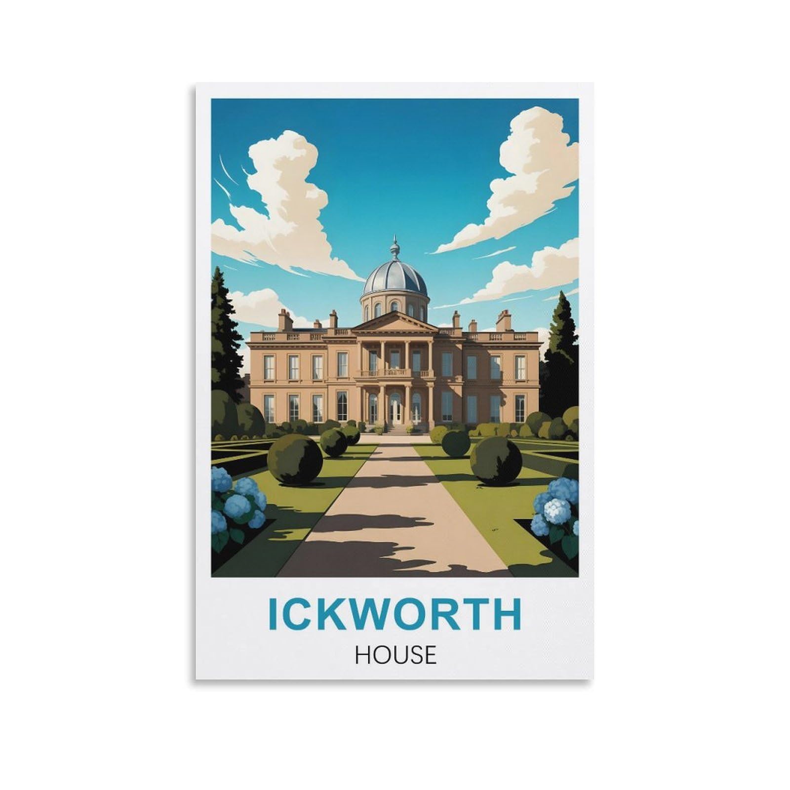 EZMLFA 5D Diamond Art Kits Adults,Ickworth House,Round Dots Diamond DIY Kits Pictures for Wall Decor Home Office Decoration 40x40cm