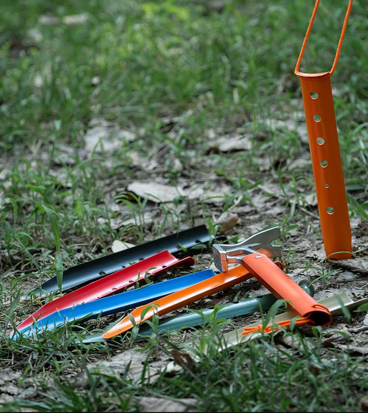 Takelablaze Aluminum Tent Stakes for Camping in Snow & Sand 10PCS Beach Canopy Tent Stakes U-Shaped Tent Pegs Lightweight Ground Nails for Beach Shade Canopy Hiking Backpacking Boating Picnic (Orange)
