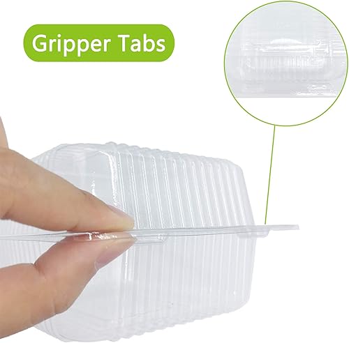 Miniatura 4 de OJYUDD 50 recipientes de plástico transparente para llevar, recipientes cuadrados con bisagras, recipiente desechable de postre con tapa