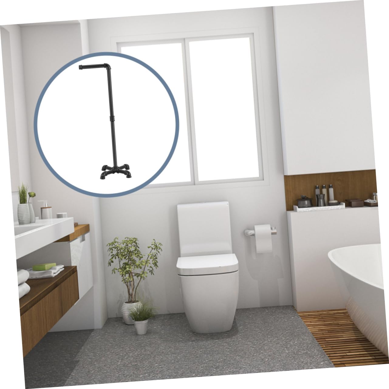 Freestanding Toilet Paper Holder Rack Vintage Industrial Style Tissue Storage Stand for Bathroom Capacity Organizer Black Design for Farmhouse Decor